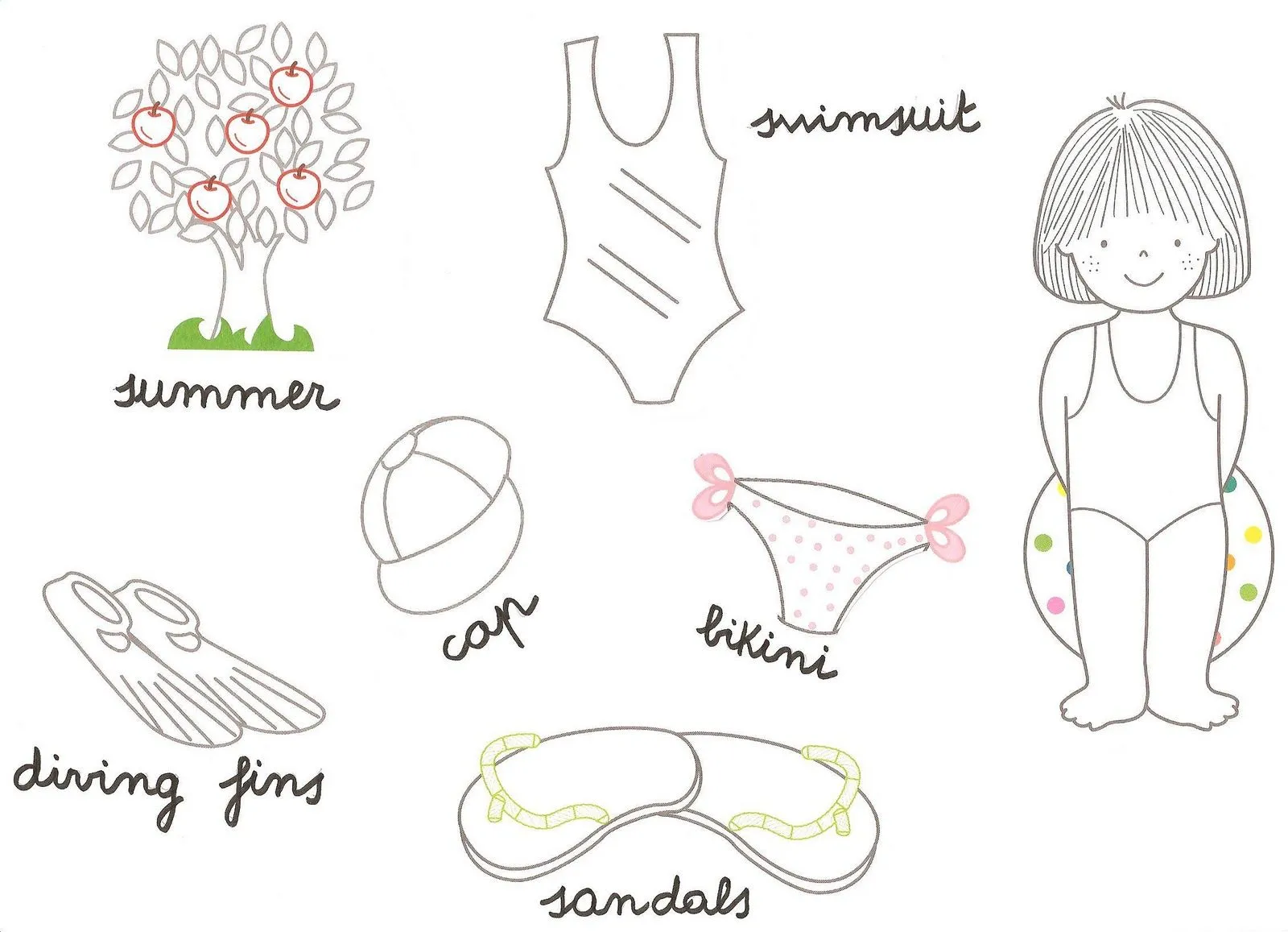Ropa verano dibujo para pintar - Imagui