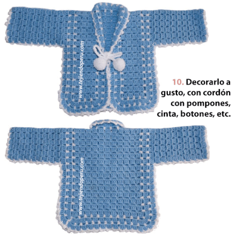 Ropón o chaquetita para bebé - Tejiendo Perú Ropón o chaquetita para bebé - Tejiendo Perú