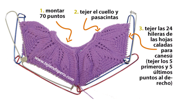 Ropón o chaquetita con canesú de hojas - Tejiendo Perú Ropón o chaquetita con canesú de hojas - Tejiendo Perú