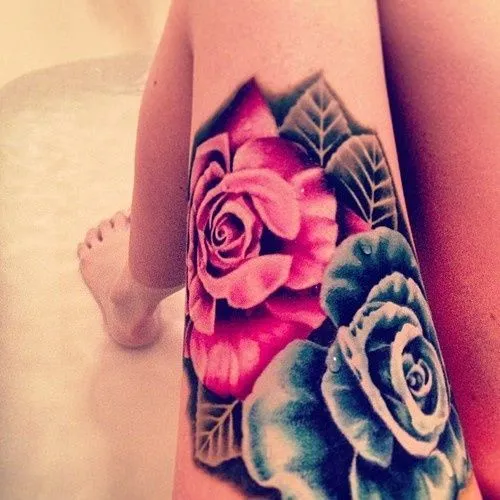 Rosa Azul y Fuxcia - Tatuajes para Mujeres