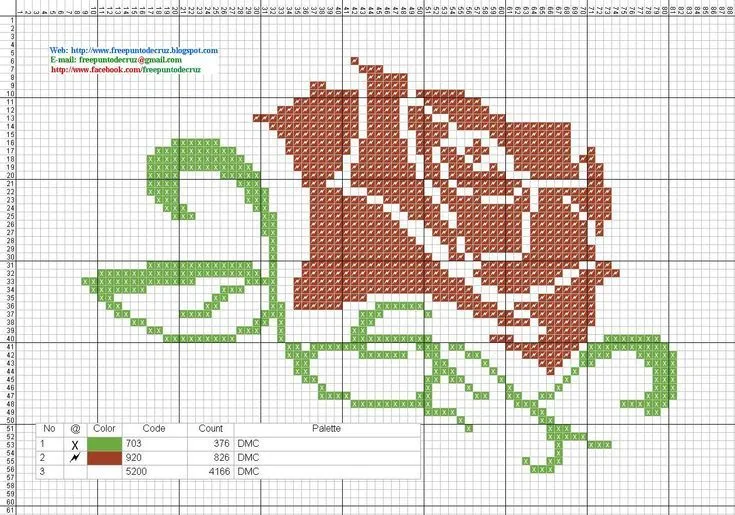 Rosa 2 colores - Patron punto de cruz | Flores punto de cruz ...