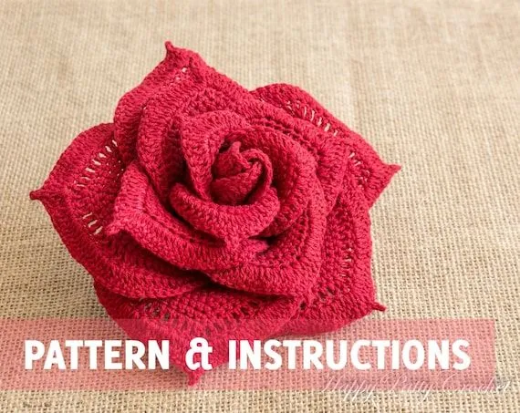 Rosa patrón de ganchillo ganchillo flor por HappyPattyCrochet Rosa patrón de ganchillo ganchillo flor por HappyPattyCrochet