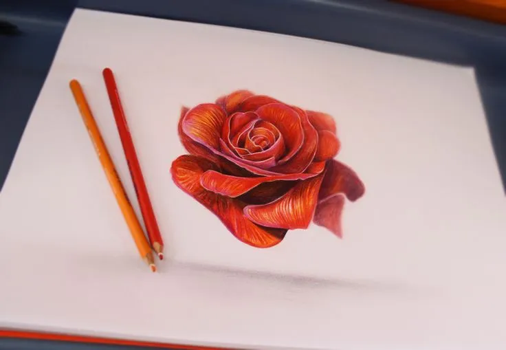 Rosa Realista, dibujada con lápices de colores. | Rosas | Pinterest Rosa Realista, dibujada con lápices de colores. | Rosas | Pinterest