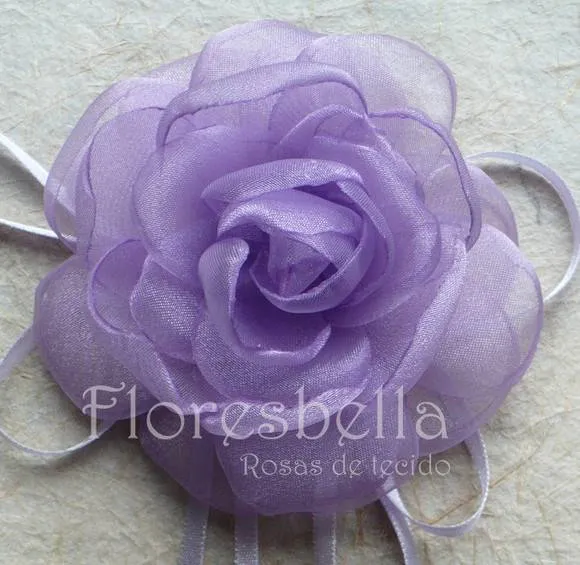 Rosa de Tecido Organza Lilás | FLORESBELLA | Elo7