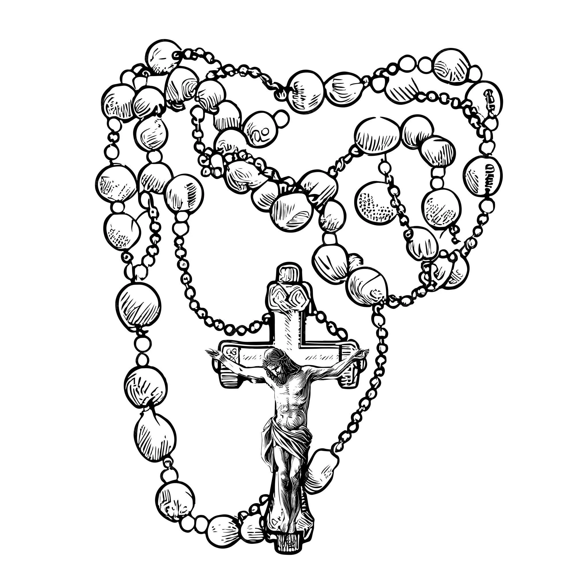 Rosario católico con boceto dibujado a mano cruzada en ilustración de religión de estilo de dibujos animados | Vector Premium Rosario católico con boceto dibujado a mano cruzada en ilustración de religión de estilo de dibujos animados | Vector Premium