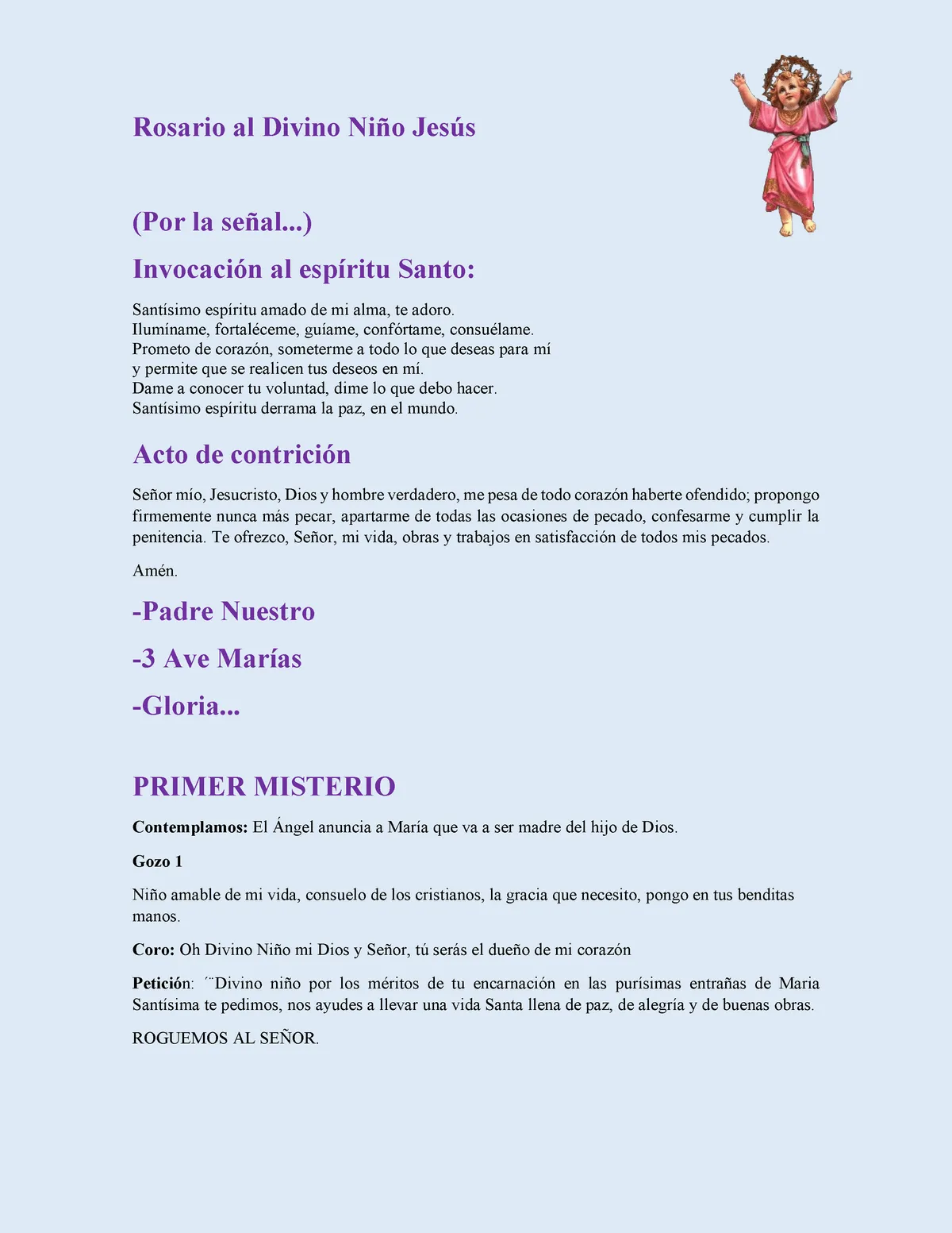 Rosario al Divino Niño Jesús, NOVENA para todos los meses - Realidad Nacional - UCA - Studocu Rosario al Divino Niño Jesús, NOVENA para todos los meses - Realidad Nacional - UCA - Studocu