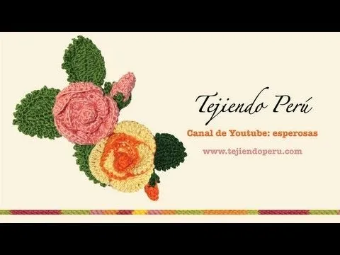 Rosas (flores y botones) tejidos a crochet - YouTube