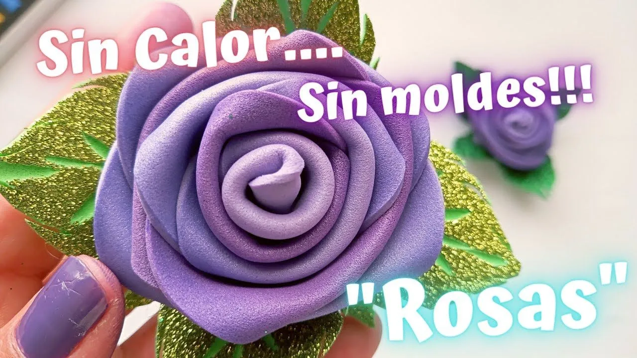 Cómo hacer Rosas en foami "goma eva" en color lavanda