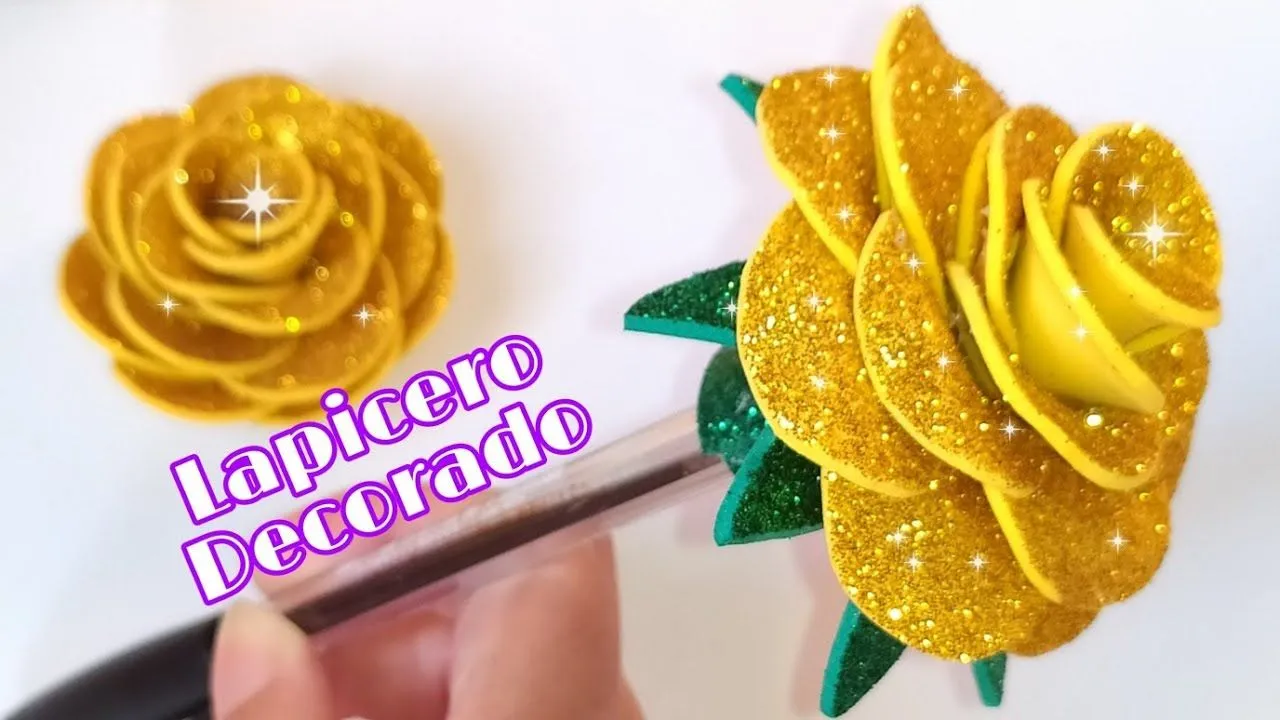 Rosas en Foami o Goma Eva / Lapicero Decorado con una Rosa / Idea para Decorar / Roses Crafts Rosas en Foami o Goma Eva / Lapicero Decorado con una Rosa / Idea para Decorar / Roses Crafts