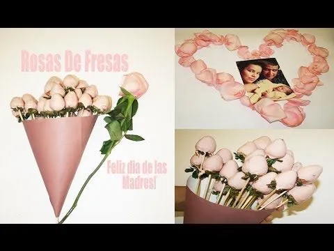 Como hacer rosas con fresas y chocolate♥Para el Día de las Madres ... Como hacer rosas con fresas y chocolate♥Para el Día de las Madres ...