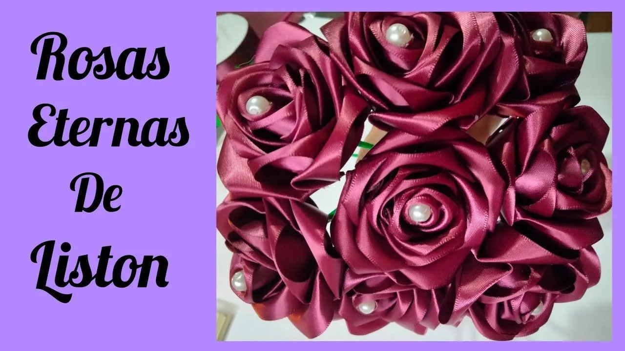 cómo hacer rosas de liston satinado / rosas eternas - YouTube