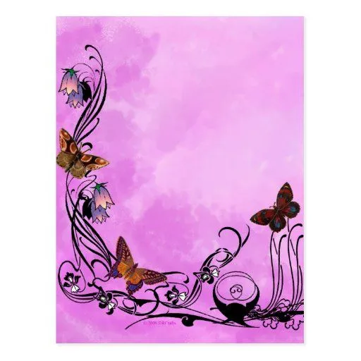 Rosas con las mariposas postal | Zazzle