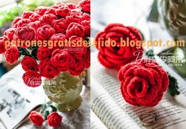 Rosas rococó tejidas al crochet | Crochet y Dos agujas Rosas rococó tejidas al crochet | Crochet y Dos agujas