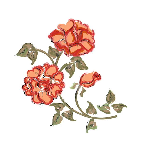 Rosas rojas dibujadas a mano — Vector stock © sannare #4377083