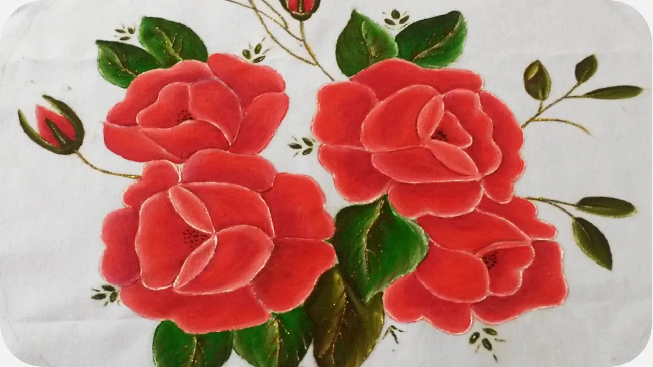 Rosas rojas | Pintura sobre tela | AprendeConNosotras3 Rosas rojas | Pintura sobre tela | AprendeConNosotras3