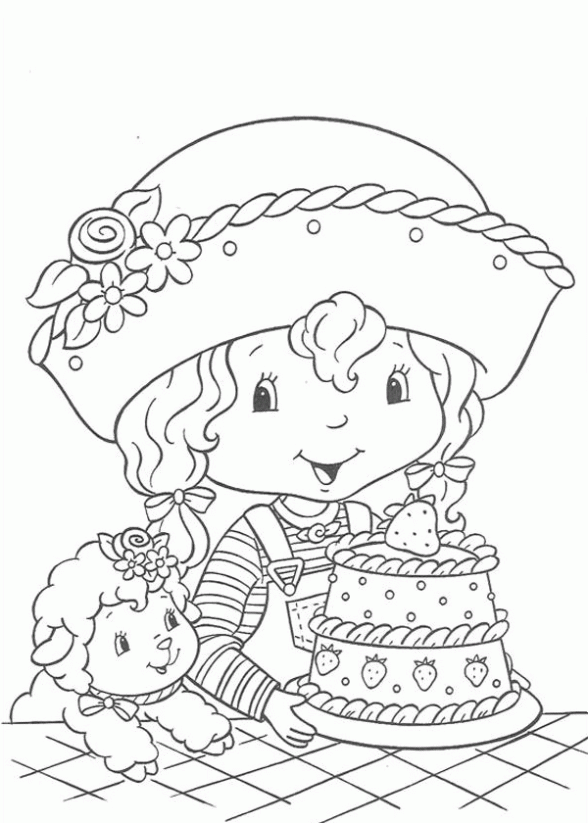 Dibujo de Rosita Fresita con un pastel para colorear. Dibujos ... Dibujo de Rosita Fresita con un pastel para colorear. Dibujos ...