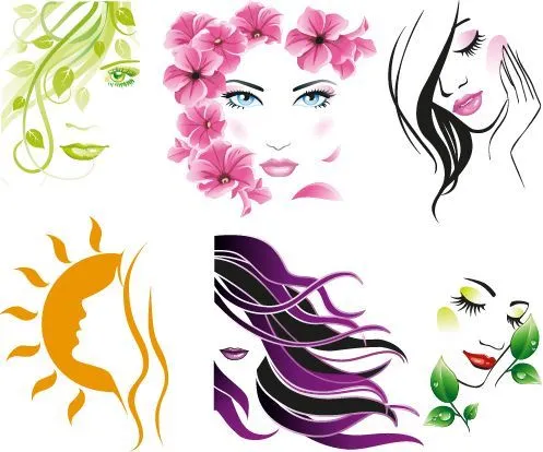 rostros de mujer natural a trazos, imagen vectorial. | Mujer ... rostros de mujer natural a trazos, imagen vectorial. | Mujer ...