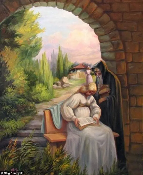 Rostros en las pinturas, cuadros dobles de Oleg Shuplyak – Marcianos