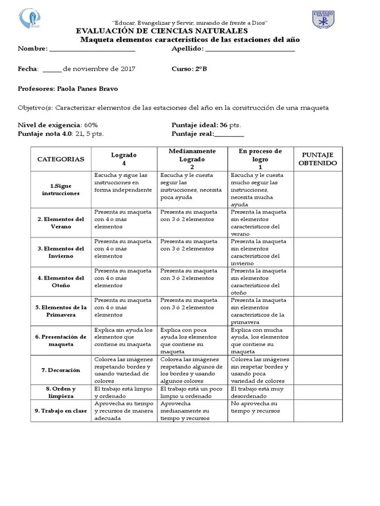 Rubrica de Maqueta Estaciones Del Año 2° | PDF | Educación avanzada Rubrica de Maqueta Estaciones Del Año 2° | PDF | Educación avanzada