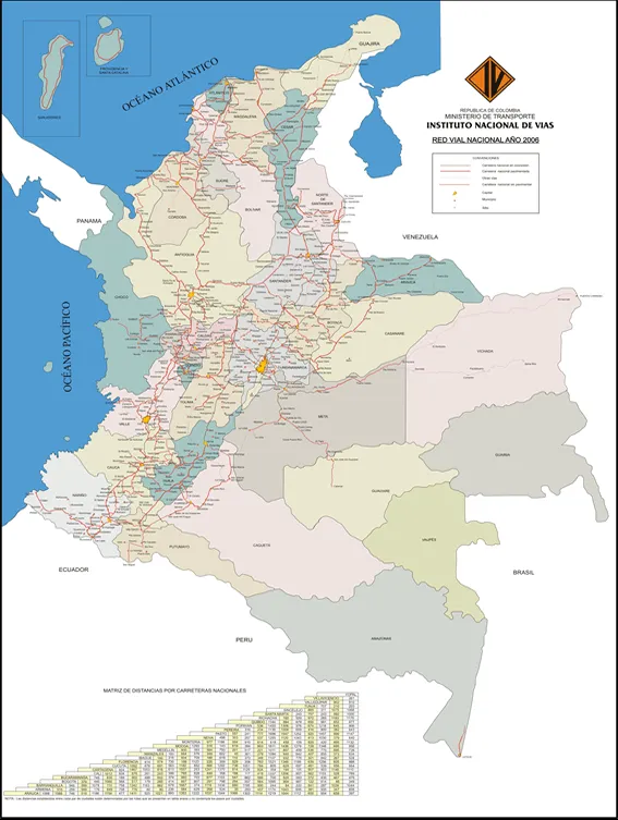 Mapa de carreteras de Colombia 2006 - Colombia Mapa de carreteras de Colombia 2006 - Colombia