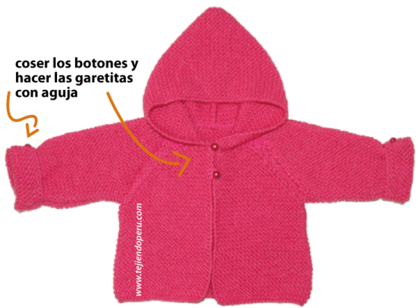 saco con capucha para bebe de 6 a 9 meses | dos agujas | Pinterest ... saco con capucha para bebe de 6 a 9 meses | dos agujas | Pinterest ...