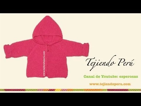 Saco con capucha para bebe de 6 a 9 meses tejido en dos agujas o ...