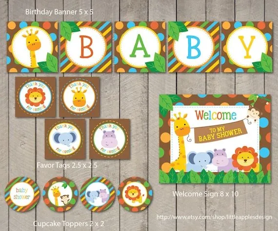 Safari Baby Shower Package / Safari Baby Shower Pack by DreamyDuck