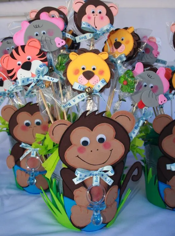 1 Safari centerpiece metal bucket/ monkey / Baby Shower / Its a ...