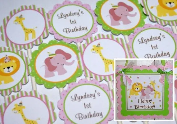 Safari dulce Rosa Cupcake Toppers & por ThePartyPaperFairy en Etsy Safari dulce Rosa Cupcake Toppers & por ThePartyPaperFairy en Etsy