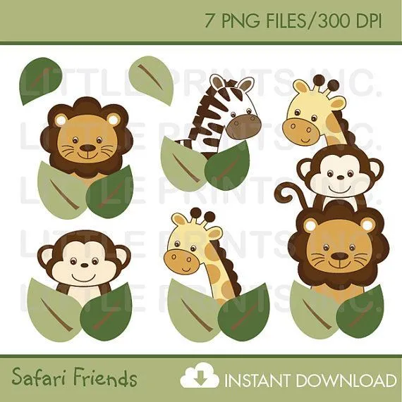Safari Friends Jungle Animals Clipart PERSONAL USE Instant ... Safari Friends Jungle Animals Clipart PERSONAL USE Instant ...