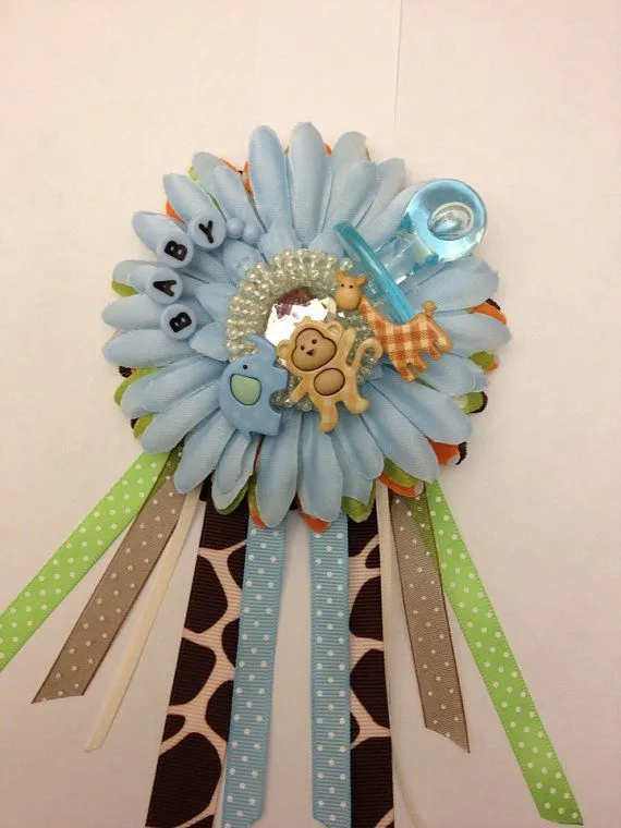 Safari/Jungle theme baby shower corsage. Perfect for jungle or ...