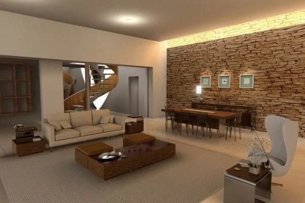 Salas con paredes de piedra | Ideas para decorar, diseñar y ... Salas con paredes de piedra | Ideas para decorar, diseñar y ...