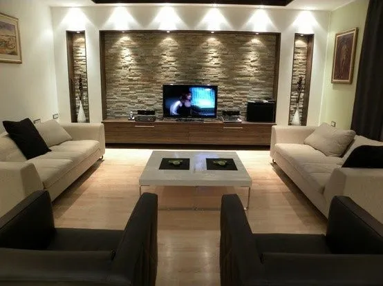 Salas con paredes de piedra | Ideas para decorar, diseñar y ... Salas con paredes de piedra | Ideas para decorar, diseñar y ...
