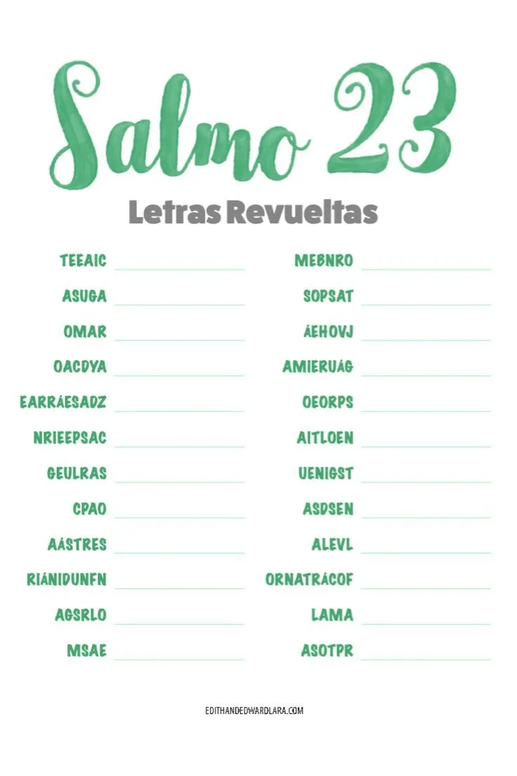 Salmo 23 | Letras Revueltas | Christian activities, Bible trivia games, Preschool tracing Salmo 23 | Letras Revueltas | Christian activities, Bible trivia games, Preschool tracing