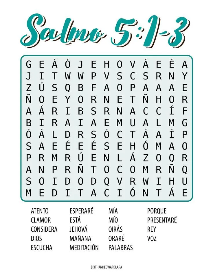 Salmo 5:1-3 - Sopa de Letras | Sopa de letras, Letras, Biblia de apuntes Salmo 5:1-3 - Sopa de Letras | Sopa de letras, Letras, Biblia de apuntes