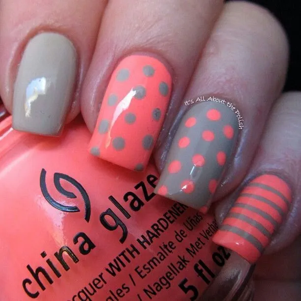 Salmón con puntos y rayas | UÑAS Me encantan!!! | Pinterest Salmón con puntos y rayas | UÑAS Me encantan!!! | Pinterest