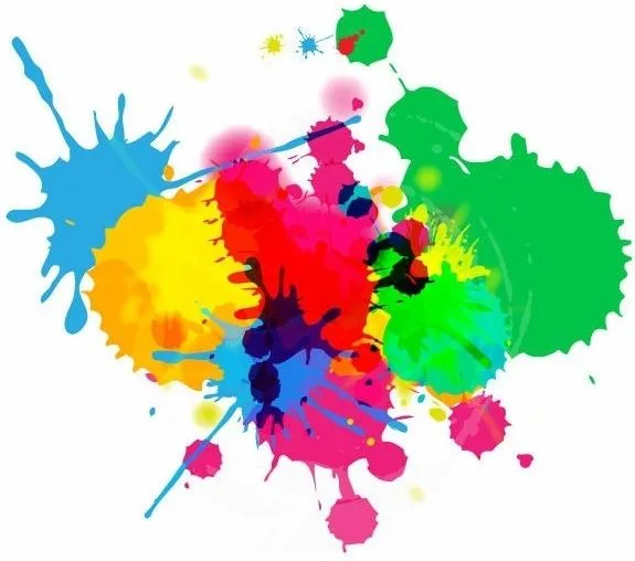 Las salpicaduras de tinta de colores brillantes sobre fondo blanco ... Las salpicaduras de tinta de colores brillantes sobre fondo blanco ...
