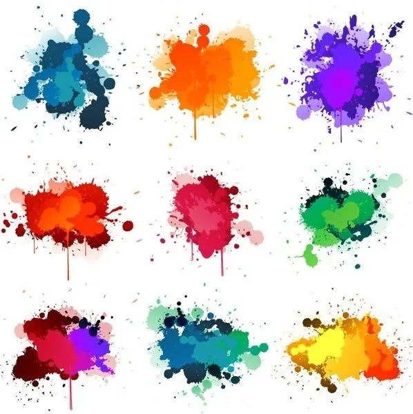 Las salpicaduras de tinta de colores vectorial Vector misceláneos ... Las salpicaduras de tinta de colores vectorial Vector misceláneos ...