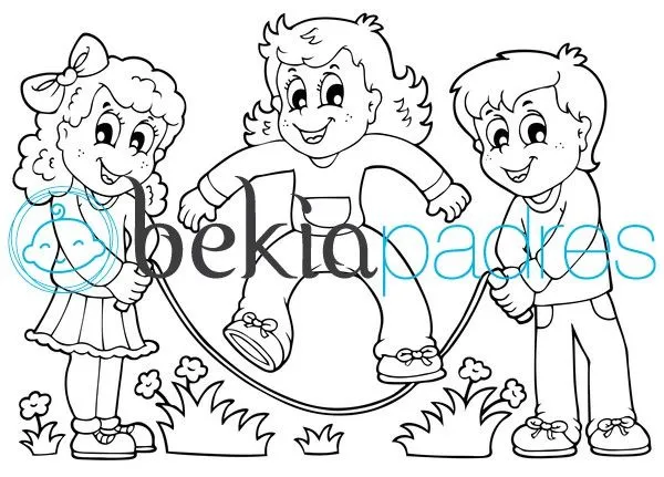 Saltando a la comba: dibujo para colorear