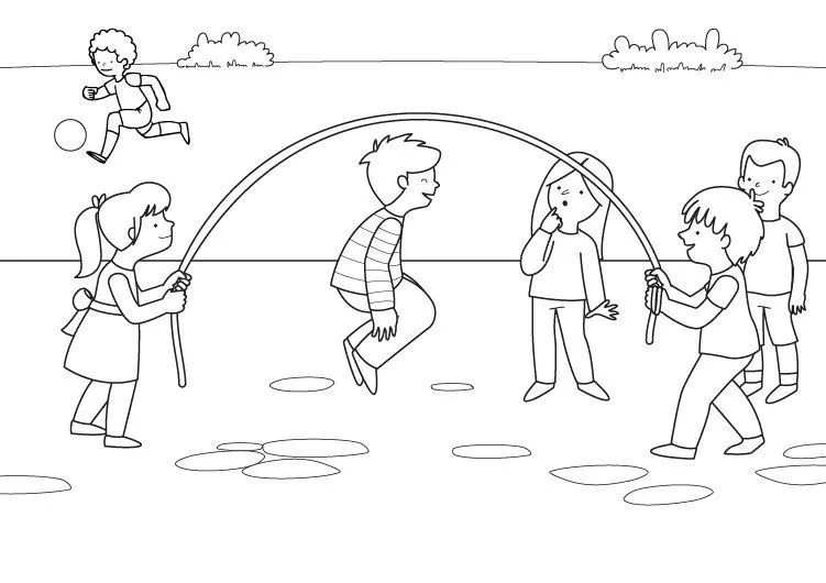 Saltar a la comba: dibujo para colorear e imprimir Saltar a la comba: dibujo para colorear e imprimir