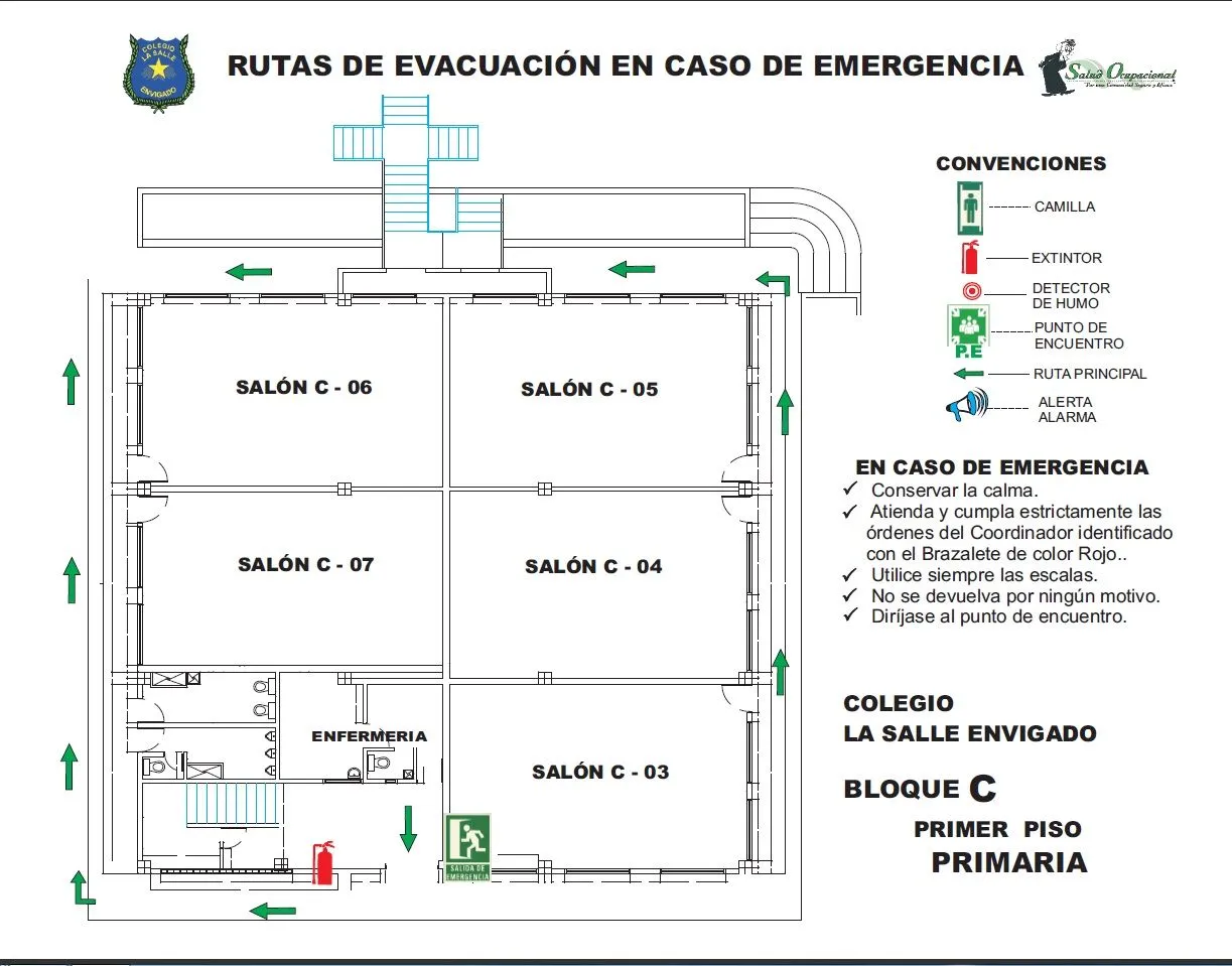 SALUD OCUPACIONAL COLEGIO LA SALLE ENVIGADO: RUTAS DE EVACUACIÓN SALUD OCUPACIONAL COLEGIO LA SALLE ENVIGADO: RUTAS DE EVACUACIÓN
