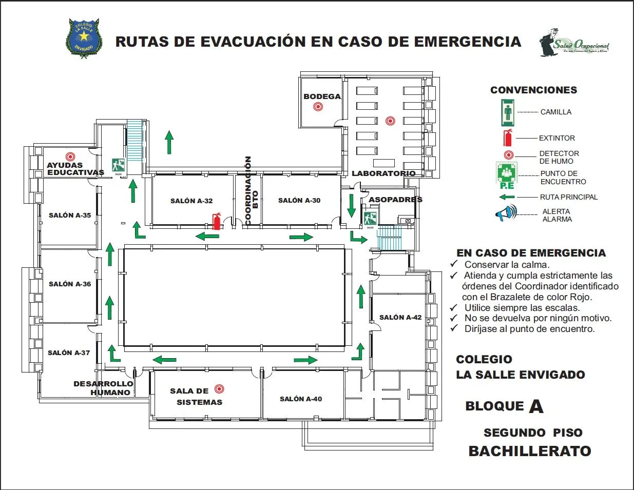 SALUD OCUPACIONAL COLEGIO LA SALLE ENVIGADO: RUTAS DE EVACUACIÓN SALUD OCUPACIONAL COLEGIO LA SALLE ENVIGADO: RUTAS DE EVACUACIÓN