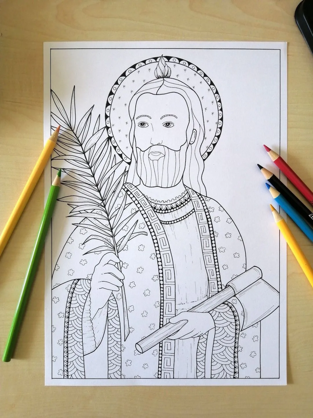 San Judas Tadeo Dibujo para colorear para adultos archivo - Etsy España San Judas Tadeo Dibujo para colorear para adultos archivo - Etsy España