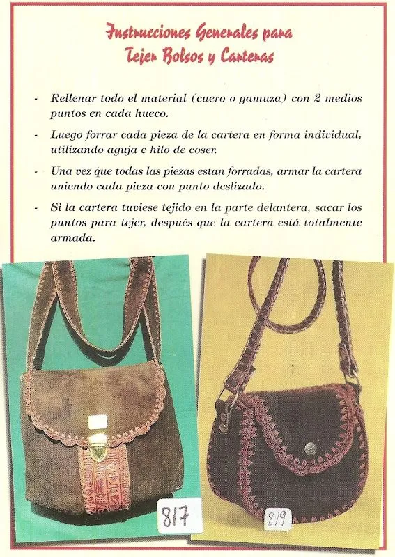 Sana Adicción: Bolsos y carteras en cuero y crochet Sana Adicción: Bolsos y carteras en cuero y crochet