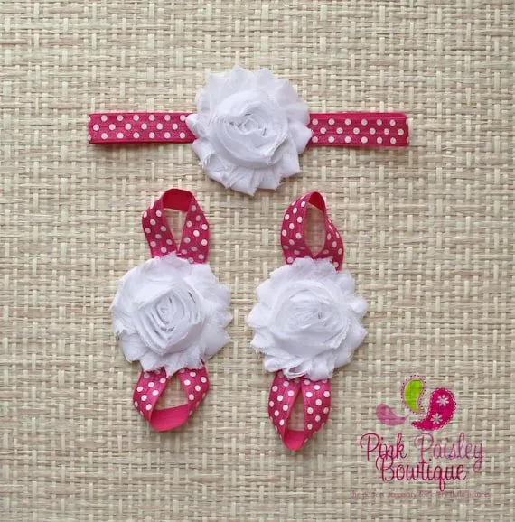 Sandalia descalzos bebé &amp; sistema cinta por Pinkpaisleybowtique