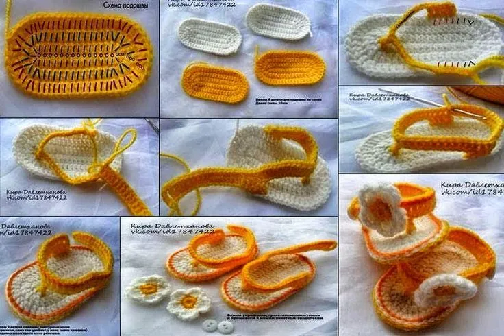 Sandalia de primavera para bebé al crochet - con paso a paso en ... Sandalia de primavera para bebé al crochet - con paso a paso en ...