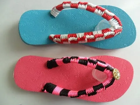 SANDALIAS DECORADAS CON HILO COLA DE RATA - YouTube SANDALIAS DECORADAS CON HILO COLA DE RATA - YouTube