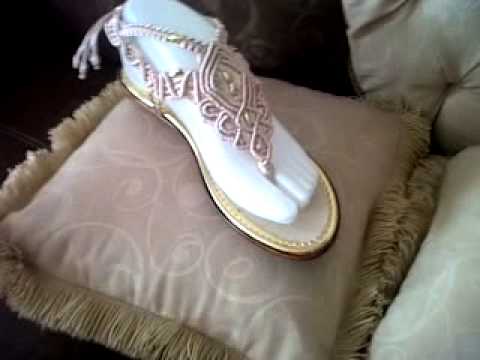 sandalias echas a mano, macrame - YouTube