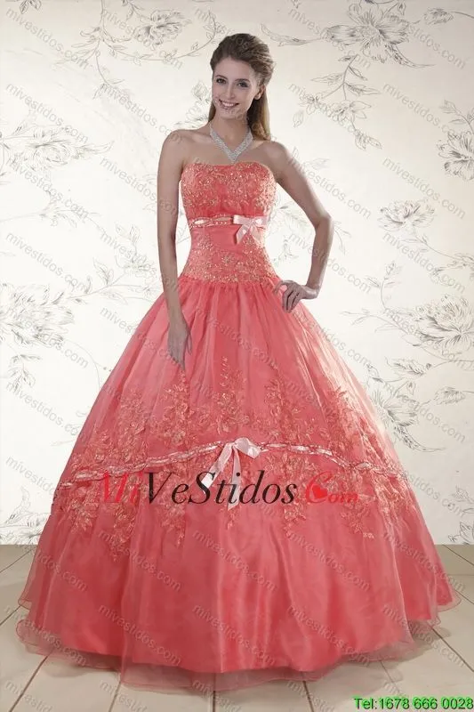 Sandía Sweetheart Apliques Dulces 15 Vestidos para 2015 - €198.86 Sandía Sweetheart Apliques Dulces 15 Vestidos para 2015 - €198.86