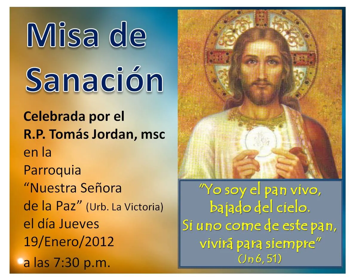 Santa Eucaristía: Para orar por la salud de los enfermos. Fecha ...